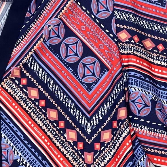 PerSeption Concept Blouse Womens Large Blue Pink Short Sleeve Y Neck Pullover Ge - Picture 3 of 7